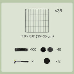 Pet Enclosure, 2 Levels, Modular Enclosure for Small Animals, Hamsters, Rabbits, Guinea Pigs, Mesh Panels, Indoor Use, 143 X 73 X 71 Cm