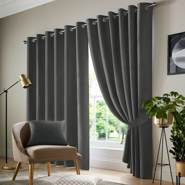 2pcs Full Blackout Curtains, 100% Polyester Fabric, Privacy Protected, Sound proof, Energy saving Grommet Top Curtains for Bedrooms, Living Room, Home Decor & Room Decor