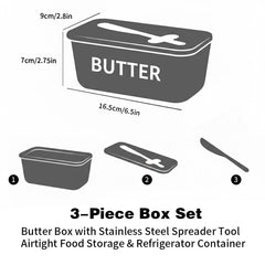 Butter Box Set with Professional Stainless Steel Spreader | Food & Snack Storage Container, Fridge Organizer Box - Ideal for Butter & Kitchen Use