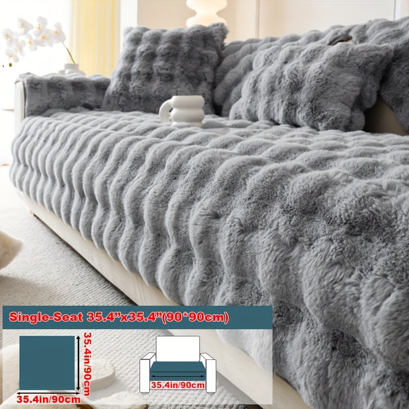 Thick Plush Rabbit Fur Sofa Cover- Luxurious Faux Rabbit Fur Sofa Cover