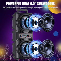 3000W Dual 16.51cm Portable Wireless PA Wireless Speaker -Wireless Speaker With Subwoofer, Wireless Speakers Loud Sound Powerful, Speaker Sound System, Karaoke Speaker System With Microphone, Remote Control, MP3/USB/SD, LED Battery Indicator Lights