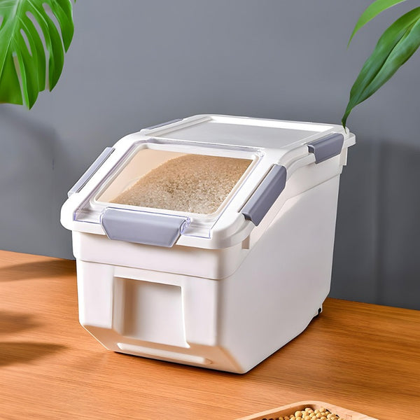 10KG Dog Food Storage Container with Scoop, Large Airtight Pet Dog Food Bin, Dog Cat Dry Food Bin, Rice Storage Container, Grey/Green