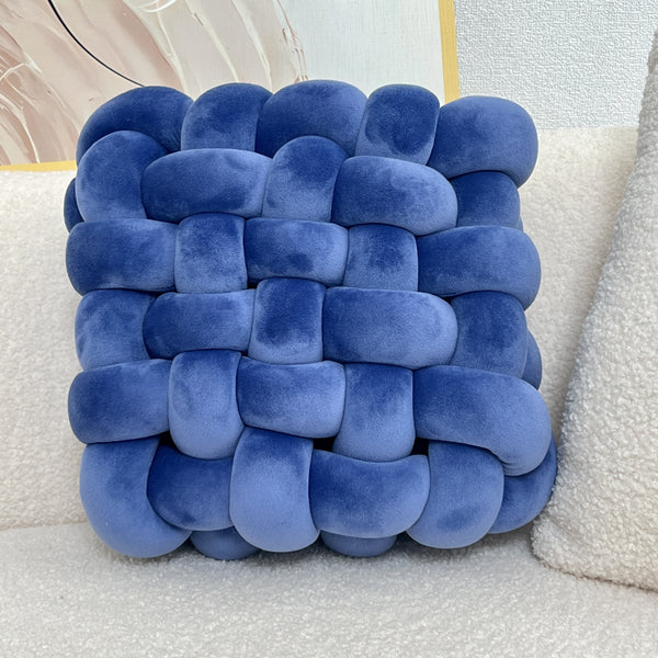 1pc Hand-woven Square Cushion Knot Pillow