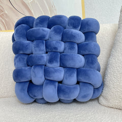 1pc Hand-woven Square Cushion Knot Pillow