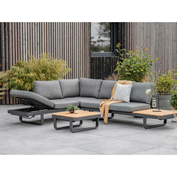 Bramblecrest Montpellier Modular Corner Sofa Patio Set with Teak Side & Coffee Tables