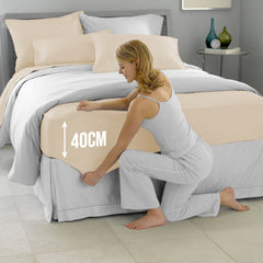 40cm Extra Deep Fitted Sheet – Solid Color Deep Pocket Sheet, Soft & Breathable Microfiber Bedding, All Seasons, Hotel-Quality, Machine Washable, Single, Double, King & Super King Sizes