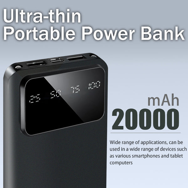 10000/20000mAh Large Capacity Portable Power Bank | Suitable for Charging Android Electronics/Mobile Phone Devices, Equipped with LED Display, Dual Output Ports, Multiple Colors to Choose From, USB Type-A Connector, Lithium Polymer Battery