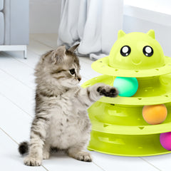 FurDreams Cat Roller Ball Toy Interactive - 3 Tier Tower Fun Cat Ball Track Toy, 3 Level Pet Teaser Toy for Interactive Play, Kitten Fun Puzzle Toy for Exercise & Stimulation
