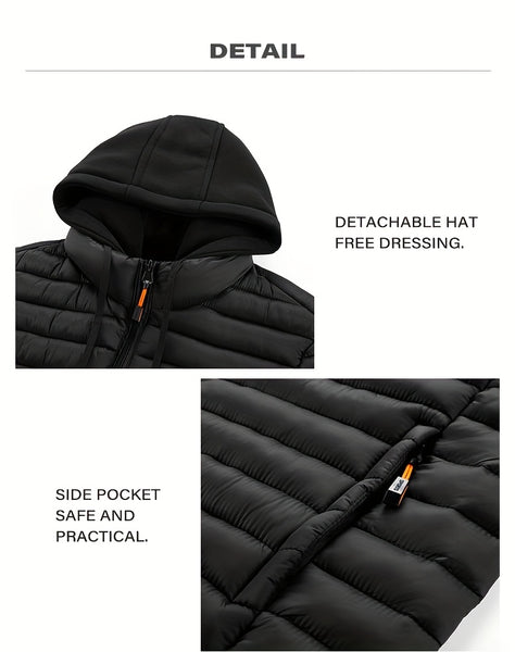 Lightweight Warm Hooded Jacket - Windproof, Ultra-Warm Padding, Quilted Design, Practical Storage Pockets, Suitable for Winter Daily Wear and Outdoor Occasions, Nylon Fabric, Zip Closure, Regular Fit, Winter Coat | Hooded Jacket |