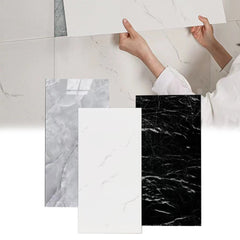 12/24/36pcs Contemporary Marble Pattern Self-Adhesive Wall Stickers - Waterproof & Oil-Resistant &Glossy Finish, Easy Peel & Stick for Kitchen, Bathroom, Glass, Walls - Removable Modern Home Decor, Bathroom Wall Stickers, Kitchen Decor, Easy install Decal