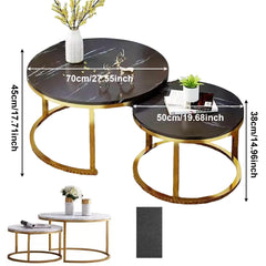 Nesting Coffee Tables Set of 2 Round Stacking Sofa Side Tables for Living Room