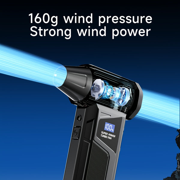 This Powerful Turbo Fan Features A Smart Display, 4 Speed Settings, 5 Nozzles, And A High-capacity Battery; It'S An Ideal Portable Cleaning Tool For Cleaning Computers, Keyboards, Cars, And Outdoor Spaces; And Also A Perfect Holiday Gift.