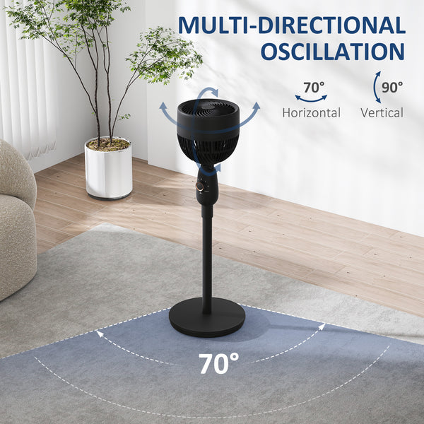 Pedestal Fan, Powerful Air Circulator, 12 Inch Floor Standing Fan with 3 Speed Settings, Oscillating Function for Bedroom, Home and Office, Grey, Adjustable Head, Safe Design, Versatile Use