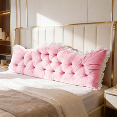 Large Ultra-Soft Comfortable Plush Backrest Pillow, Princess Style Reading Cushion, Neck and Back Support, Luxurious Fashionable Home Style Multifunctional Lace Ruffled Headboard Cushions, Suitable for Bedroom, Living Room, Dorm, Sofa Home Decor, Machine
