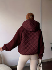 SQ25050621+Elegant Directional+Hooded Spliced Women's Padded Coat