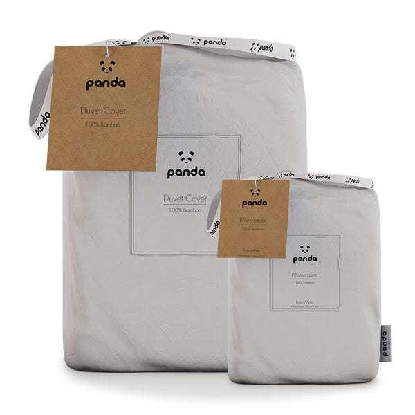 Panda 100% Bamboo White Duvet Cover Set, Single