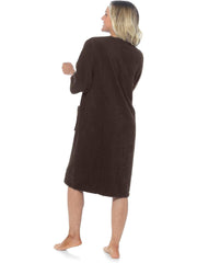 KAV Super Soft 100% Cotton Robe Womens Dresses - Towelling Shower Wrap Gown - Ladies Adjustable Towel Bathrobe for Housecoat, Nightwear, Lounge, Spa Bath with Zipper and Pocket