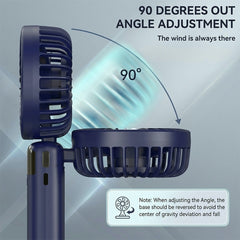 1 Foldable 3-in-1 Handheld Fan with LED Digital Display and 5 Adjustable Wind Speeds, Portable USB Rechargeable Fan with 90° Angle Adjustment and Whisper-Quiet Operation for Outdoor Travel Office and Daily Use
