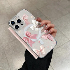Phone Case - Cartoon Butterfly Pattern Mobile PHONE Case, Acrylic Transparent Magnetic Soft Shell, Suitable for Iphone 17 16 15 14 13 12 11 PROMAX AIR PLUS Anti-Fall, Lightweight AND DURABLE, Support Wireless Charging