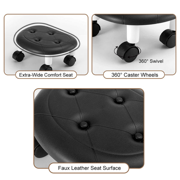 Low Rolling Stool with Wheels | Low To Ground Roller Seat,Castor Seat with Soft Cushion for Home Office Garage Shop Stools,Easy To Move, Stool on Whee