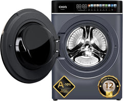 Chiq CW086581AXU Washing Machine, 8Kg, 1400Rpm, BLDC Inverter Motor, 12 Washing Cycles, Steam Care, LED Touchscreen, Grey