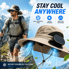 Solar Fan Outdoor Bucket Hat, USB Charging & Wind Speed Adjustable, & Breathable Mesh Design, Solar Powered & USB Rechargeable, Unisex Fishing Hat, Solar Fan Hat for Men