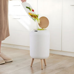 12L High Foot Trash Can Modern Bathroom Waste Bin with Lid Round Kitchen Living Room Rubbish Garbage Bin