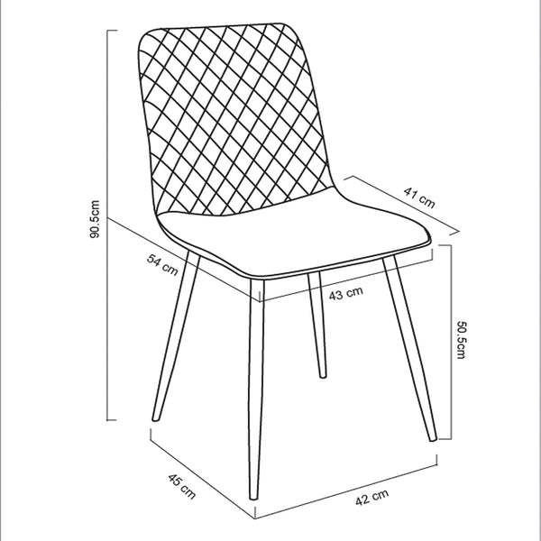 mcc direct Set of 2 Designer Velvet Chairs Fabric Dining Chairs with Metal Legs-Lexi Chairs