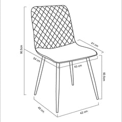 mcc direct Set of 2 Designer Velvet Chairs Fabric Dining Chairs with Metal Legs-Lexi Chairs