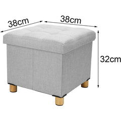 Folding Storage Ottoman Footstool with Lid Upholstered Ottoman Storage Box 38x38x32cm for Hallway Livingroom Bedroom Dark Grey