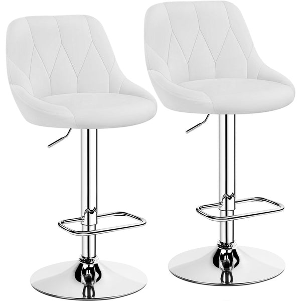 Costoffs Bar Stools Set of 2 Faux Leather Swivel Barstools, Height Adjustable, Modern Bar Chairs with Ergonomic Backrest, Cushioned Seat, Chrome Footrest for Home Kitchen Island Bar Counter, Dark Grey/Black/Retro Brown/White/Light Grey