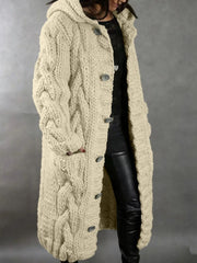 2026 New Women's Fashion Oversized Cardigan Sweater Coat, Casual Hooded Cardigan, Medium-Length Sweater Coat