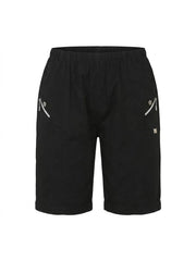 Women'S Casual Elastic Waist Cargo Shorts Lightweight Summer Knee Length Shorts, Multi Pocket Outdoor Walking Shorts Comfortable Relaxed Fit Shorts for Travel Holiday and Daily Wear Breathable Soft Fabric Pull On Shorts Practical Zip Pocket Design Versati