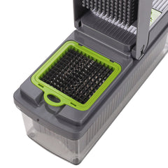 Multi-Purpose 14-in-1 Vegetable Chopper, Slicer, Dicer, and Grater, Kitchen Food Cutter for Onion, Tomato, Cucumber, Carrot, and More, Easy to Use and Clean, Gray