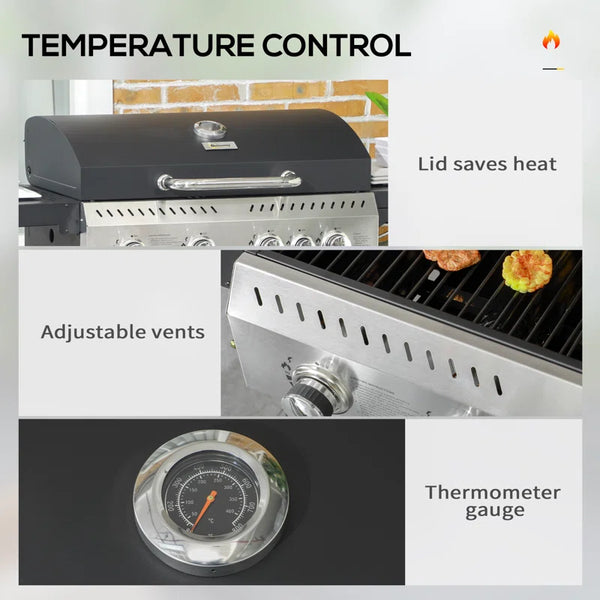 4 - Burner Free Standing Propane 40000 BTU BTU Gas Grill with Side Burner