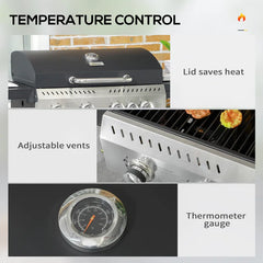 4 - Burner Free Standing Propane 40000 BTU BTU Gas Grill with Side Burner