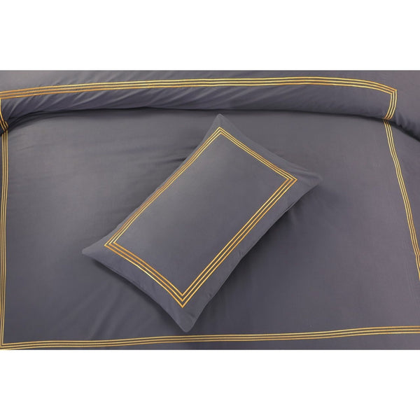Embroided Baratta Stitch Duvet Cover Set with Matching Pillowcases - Ultra-soft Brushed Microfibre – Chic & Modern Design – Easy Care & Machine Washable