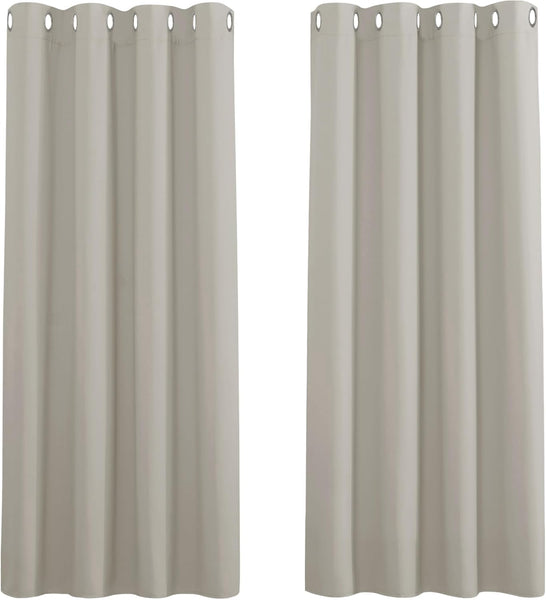 PONY DANCE Grey Blackout Thermal Insulated Curtains for Bedroom, 46 X 54 Inch Short Eyelet Curtains & Drapes, Soft Black Out 2 Panels for Window Living Room/Kitchen