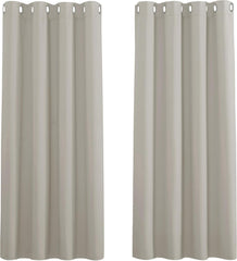 PONY DANCE Grey Blackout Thermal Insulated Curtains for Bedroom, 46 X 54 Inch Short Eyelet Curtains & Drapes, Soft Black Out 2 Panels for Window Living Room/Kitchen