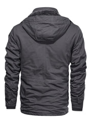 A Durable And Warm Medium to Long Men'S Winter Jacket, Suitable for Casual Work, Featuring Multiple Pockets, a Zipper, And a Hood for Outdoor Wind