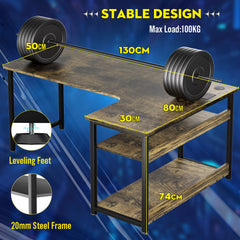 L Shaped Gaming Desk with Power Outlets Corner Computer Desk 110x80CM with Shelves Headphone Hook PC Table Workstation for Home Office Bedroom