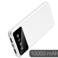 20000/10000mAh Large Capacity Portable Power Bank, Suitable For Charging Android Electronics/ Mobile Phone Devices, Equipped With LED Display/ Dual Output Ports, Portable Emergency Power Supply Device For Outdoor Travel- White/ Black