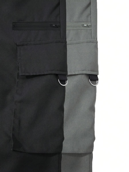Men's 2pcs Cargo Pants with Drawstring Waist and Multiple Pockets, Suitable for Outdoor Casual Wear