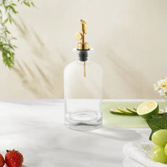 2pcs Olive Oil Dispenser Bottle for Kitchen, Glass Oil and Vinegar Dispenser Set, Coffee Syrup Dispenser, Kitchen Cooking Tools, 350ml/ 500ml, Silver/ Gold