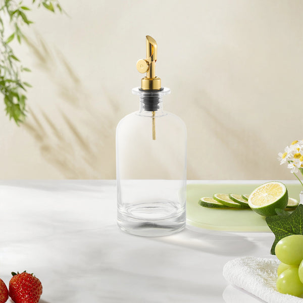 2pcs Olive Oil Dispenser Bottle for Kitchen, Glass Oil and Vinegar Dispenser Set, Coffee Syrup Dispenser, Kitchen Cooking Tools, 350ml/ 500ml, Silver/ Gold