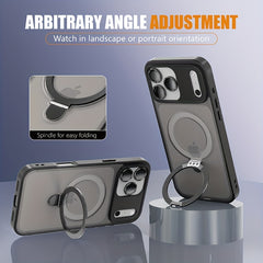 Phone Case - Matte Magnetic Stand Luxury Phone Case for Iphone 17, 16, 15 Pro Max Plus, Featuring a Large Ring Holder And Protective Cover