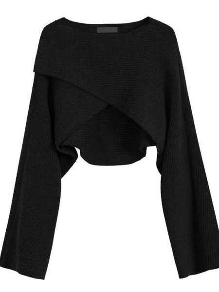2025 Autumn New Style - Irregular Short Sleeve Sweater - European, American And Korean Design - Trendy But Uncommon Crop Top Sweater for Women