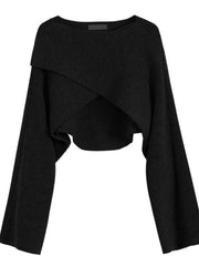 2025 Autumn New Style - Irregular Short Sleeve Sweater - European, American And Korean Design - Trendy But Uncommon Crop Top Sweater for Women
