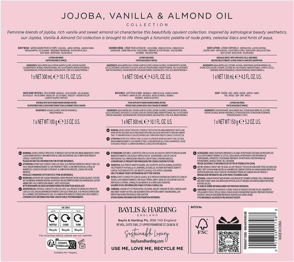 Baylis & Harding Jojoba, Vanilla & Almond Oil Luxury Pamper Gift Set (Pack of 1) - Vegan Friendly