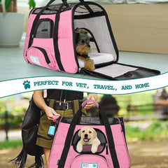Petami Premium Airline Approved Soft-Sided Pet Travel Carrier | Ideal for Small - Medium Sized Cats, Dogs, and Pets | Ventilated, Comfortable Design with Safety Features (Small, Pink)